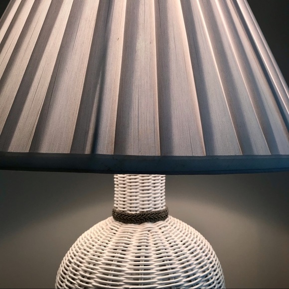 White Rattan Wicker Table Lamp - Picture 7 of 10